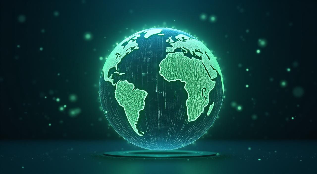 Abstract representation of global financial markets intertwined with environmental patterns