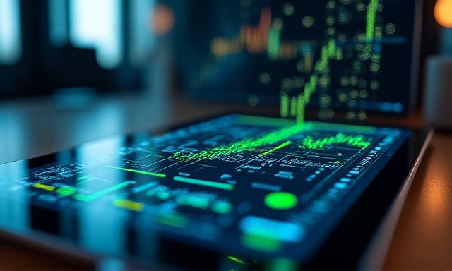 Abstract financial data visualization and global market trends